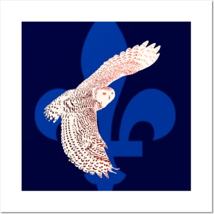 Snowy owl and fleur de lys Posters and Art